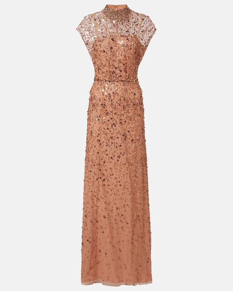 Jenny Packham Verzierte Robe Crystal Drop Rosa