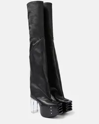 Rick Owens Overknee-Plateaustiefel aus Leder Schwarz