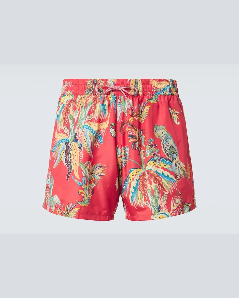 Etro Bedruckte Badehose Rot