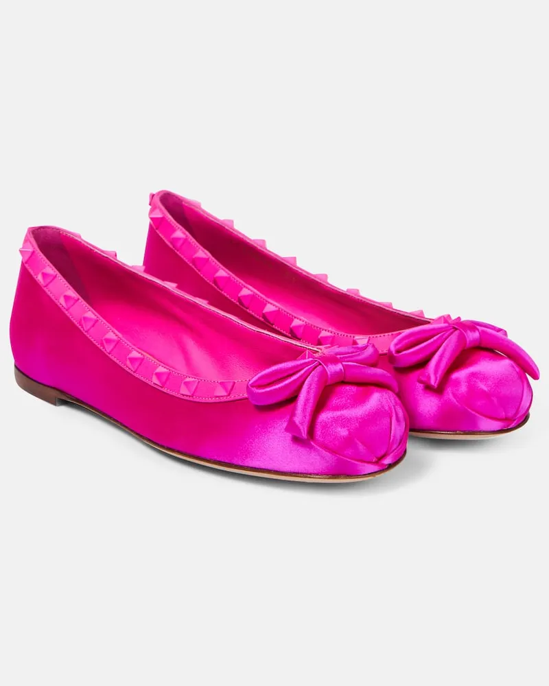 Valentino Garavani Ballerinas Rockstud aus Satin Pink