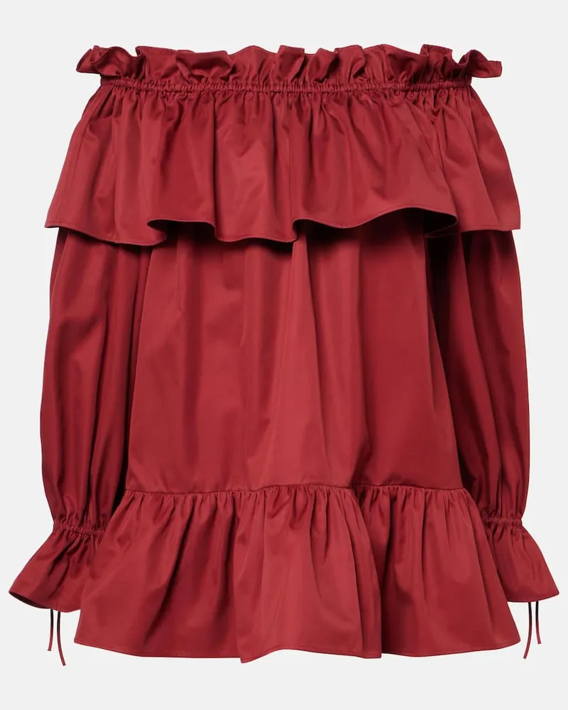 Saint Laurent Minikleid aus Baumwoll-Twill Burgunderrot