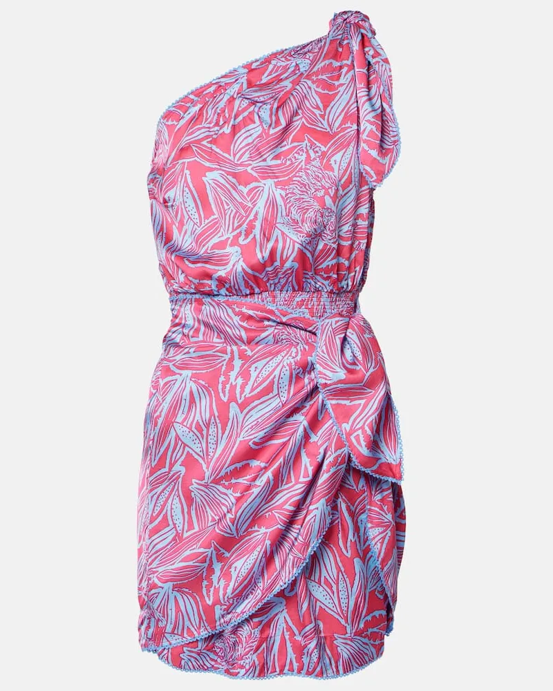 Poupette St Barth Bedrucktes One-Shoulder-Minikleid Celie Pink