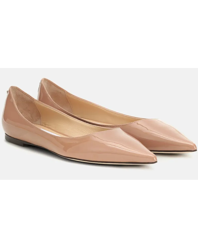 Jimmy Choo Ballerinas Love aus Lackleder Beige