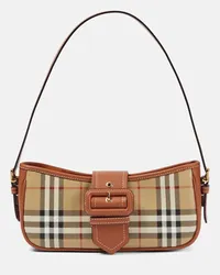 Burberry Schultertasche  Check aus Canvas Beige