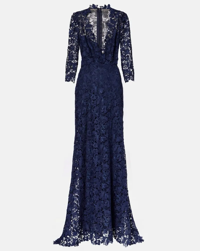 Monique Lhuillier Robe aus Spitze Blau