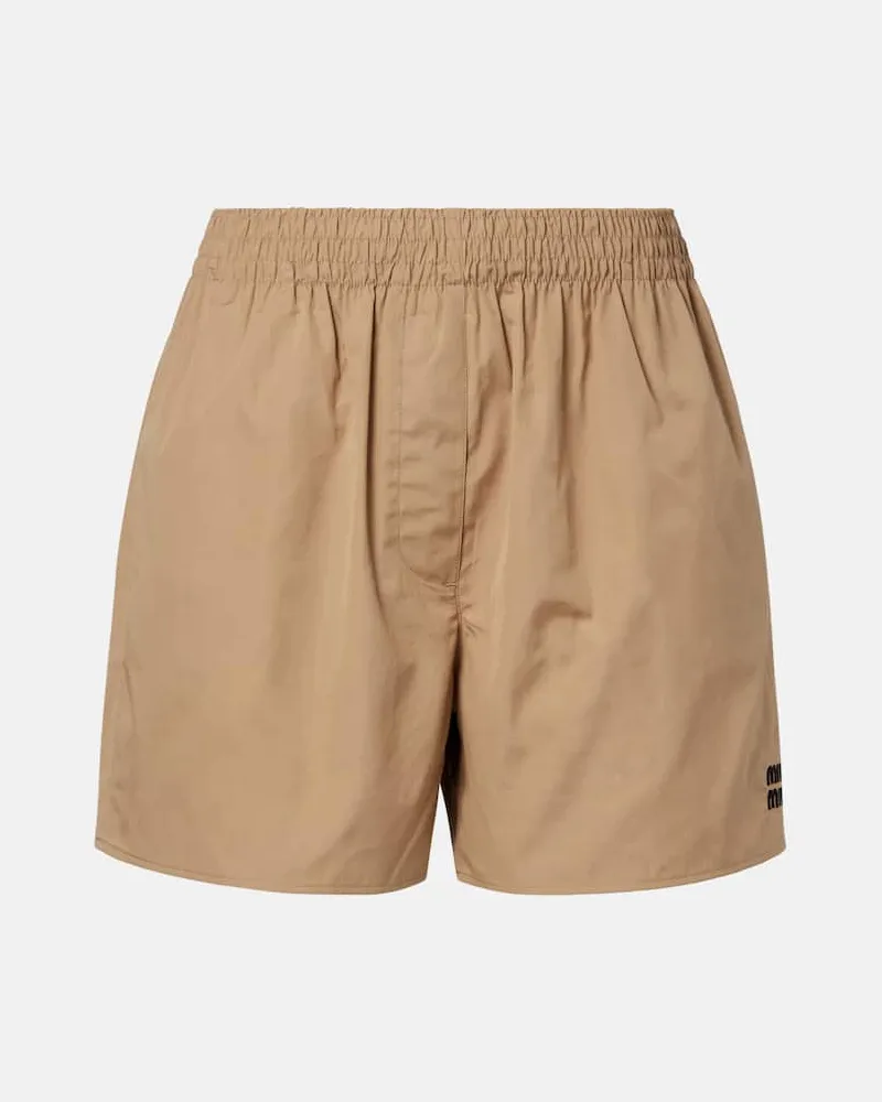 Miu Miu Shorts aus Baumwollpopeline Beige