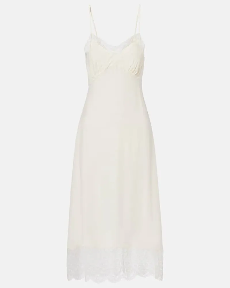 Simone Rocha Slipdress aus Crêpe de Chine und Spitze Weiß