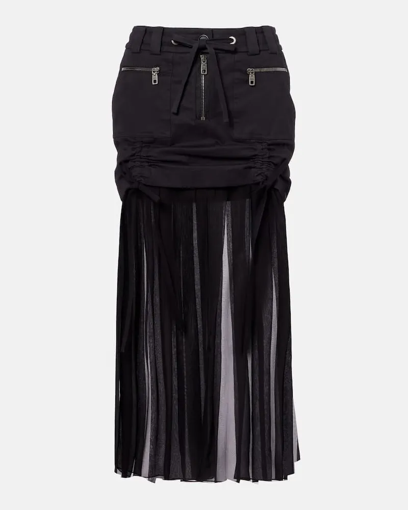 Dolce & Gabbana Midirock aus Seide und Baumwolle Schwarz