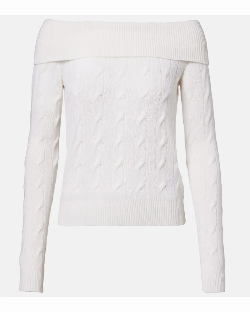 Ralph Lauren Off-Shoulder-Pullover aus Kaschmir Weiß