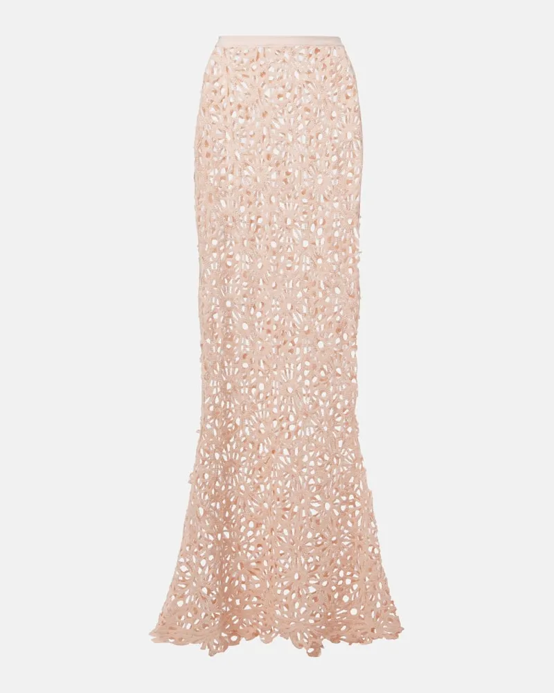 Norma Kamali Maxirock Obie aus Häkelstrick Rosa