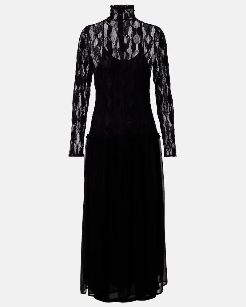 Ulla Johnson Maxikleid Sybil aus Spitze und Chiffon Schwarz