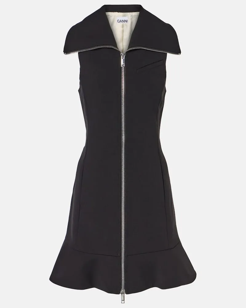 Ganni Minikleid aus Crêpe Schwarz
