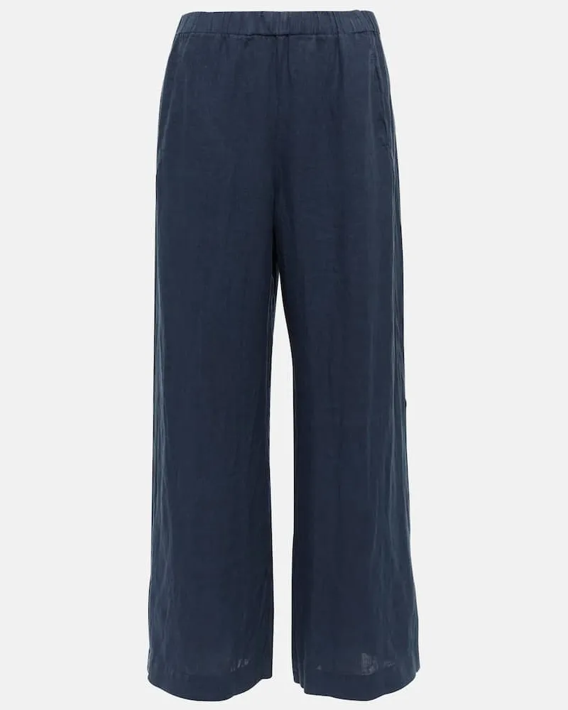 Velvet Hose Lola aus Leinen Blau