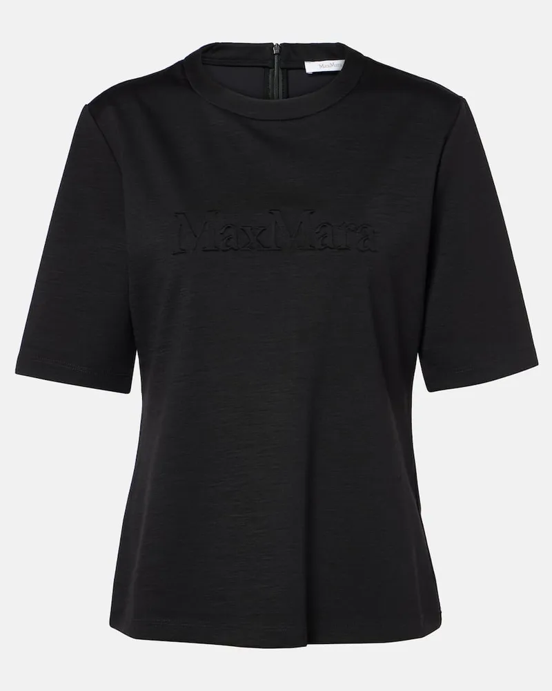Max Mara Besticktes T-Shirt Peter aus Wolle Schwarz