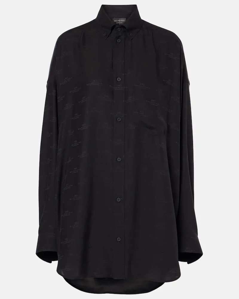 Balenciaga Hemd aus Seide Schwarz