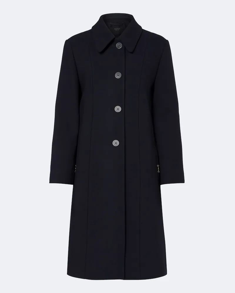Gucci Mantel Horsebit aus Wolle Blau