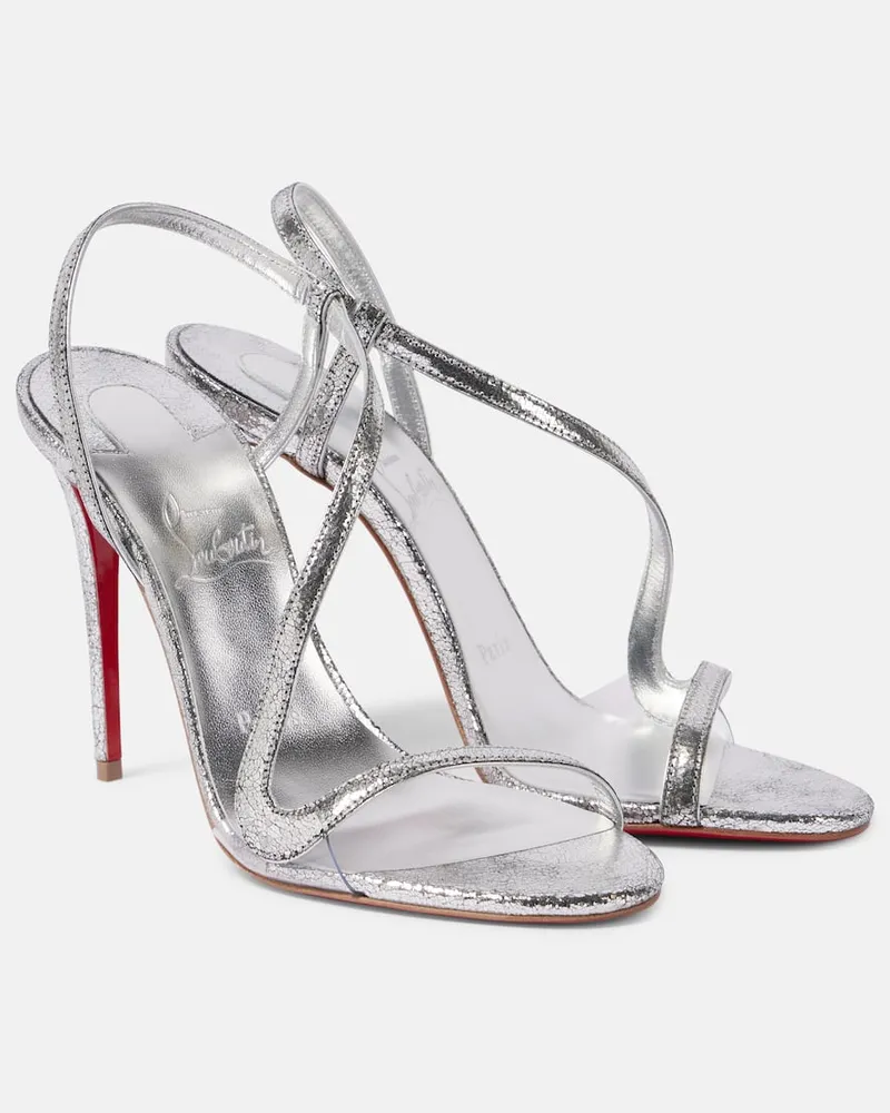 Christian Louboutin Sandalen Rosalie 100 aus Metallic-Leder Silber