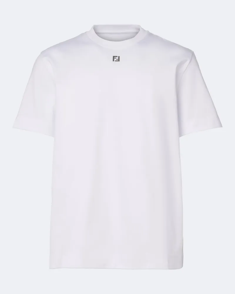 Fendi T-Shirt FF aus Baumwoll-Jersey Weiß