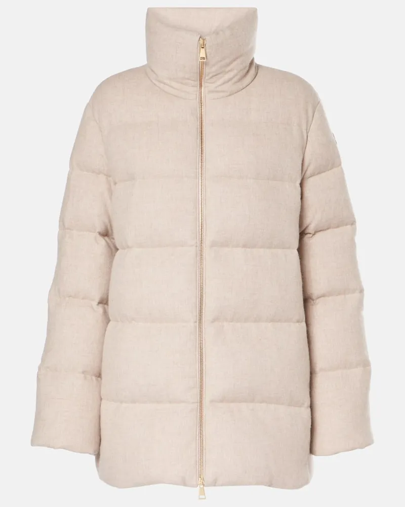 Moncler Daunenjacke Bonaguil aus Wolle und Kaschmir Beige