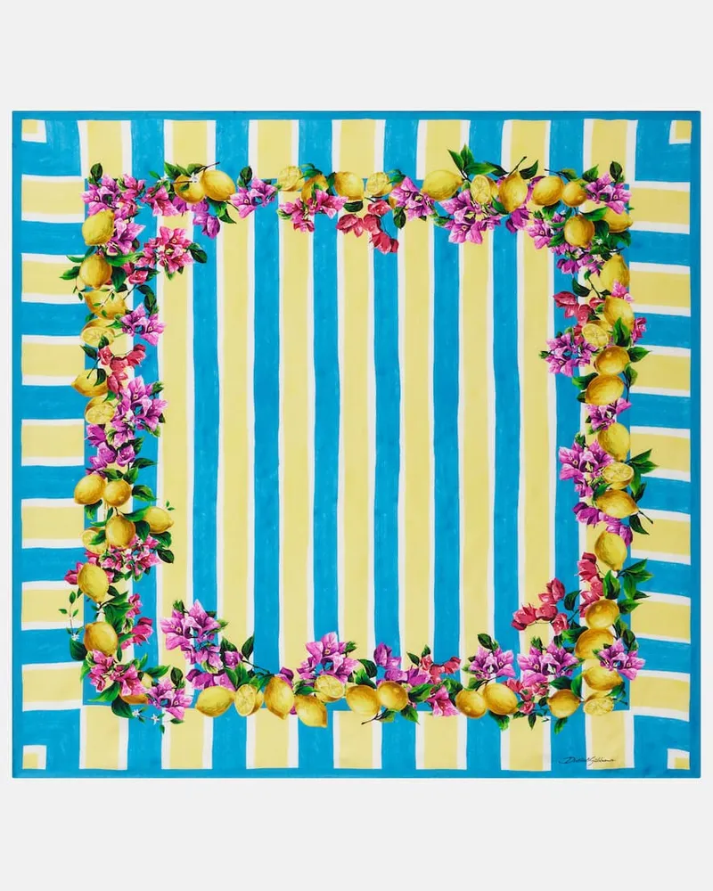 Dolce & Gabbana Bedrucktes Tuch Taormina aus Seiden-Twill Multicolor