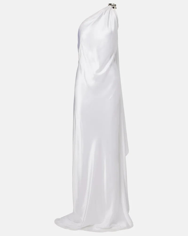 Ralph Lauren One-Shoulder-Robe Posie aus Satin Weiß