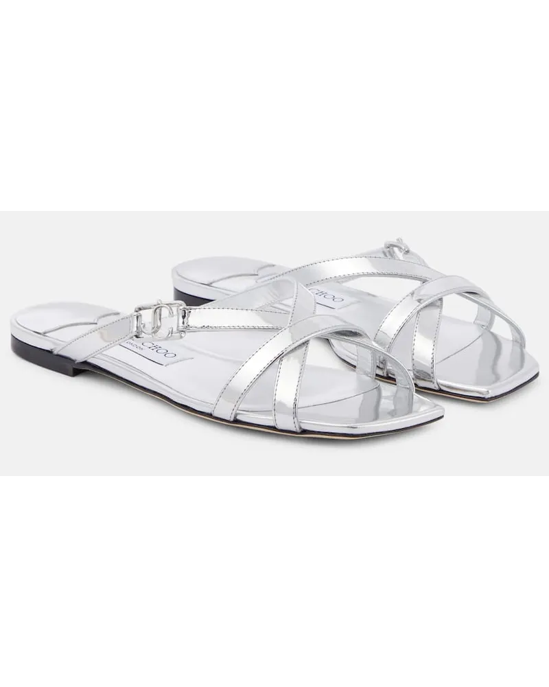 Jimmy Choo Sandalen Jess aus Metallic-Leder Silber