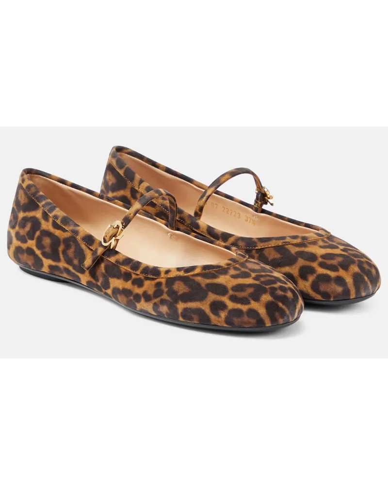 Gianvito Rossi Ballerinas Carla aus Veloursleder Multicolor