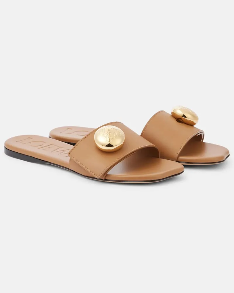Loewe Pantoletten Pebble aus Leder Beige