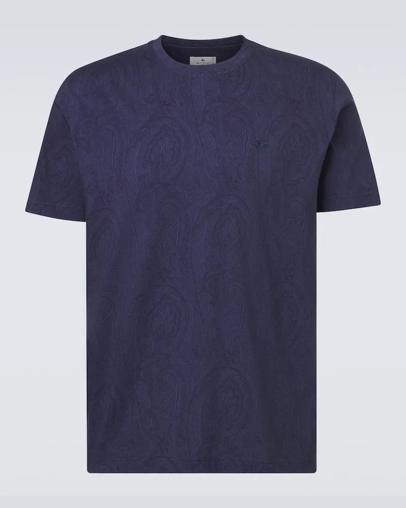 Etro Bedrucktes T-Shirt aus Baumwolle Blau
