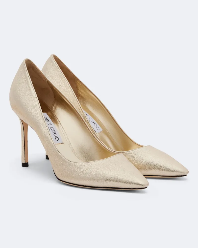 Jimmy Choo Pumps Romy aus Metallic-Leder Gold