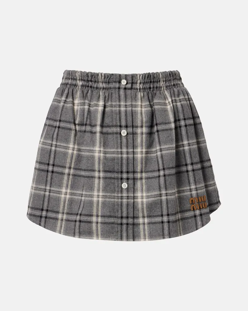 Miu Miu Minirock aus Baumwollflanell Grau