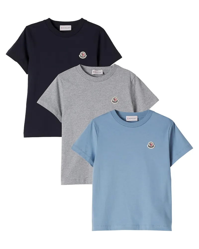 Moncler Set aus 3 T-Shirts aus Baumwoll-Jersey Grau
