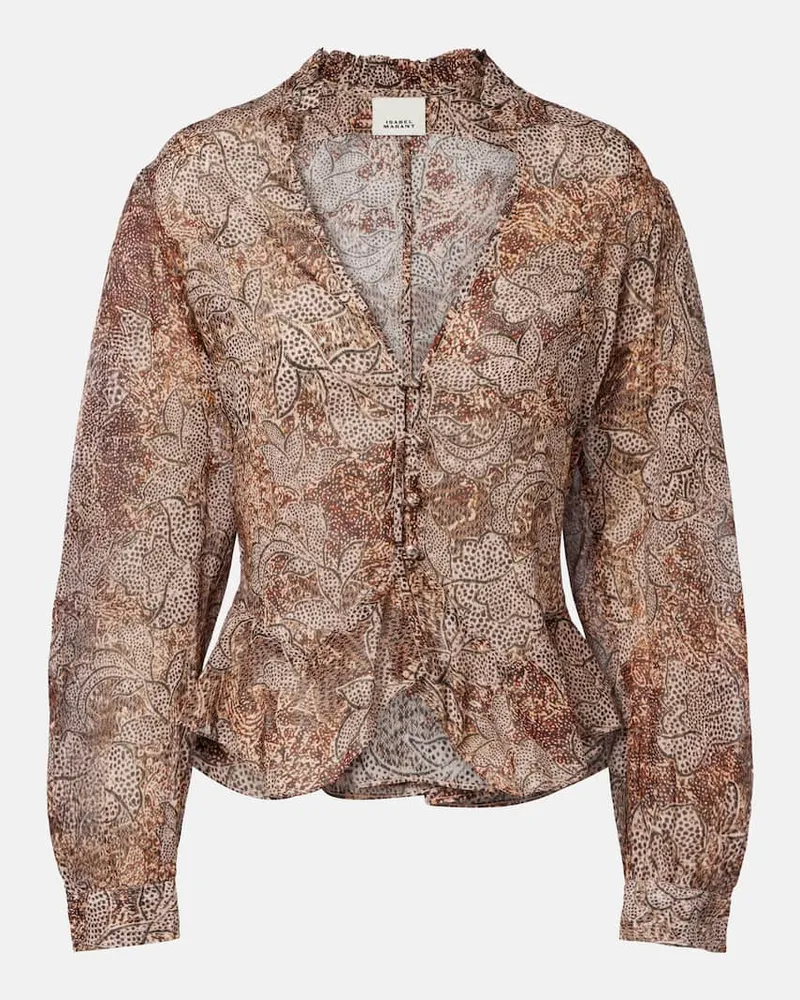 Isabel Marant Bluse Celeny aus Baumwoll-Voile Braun