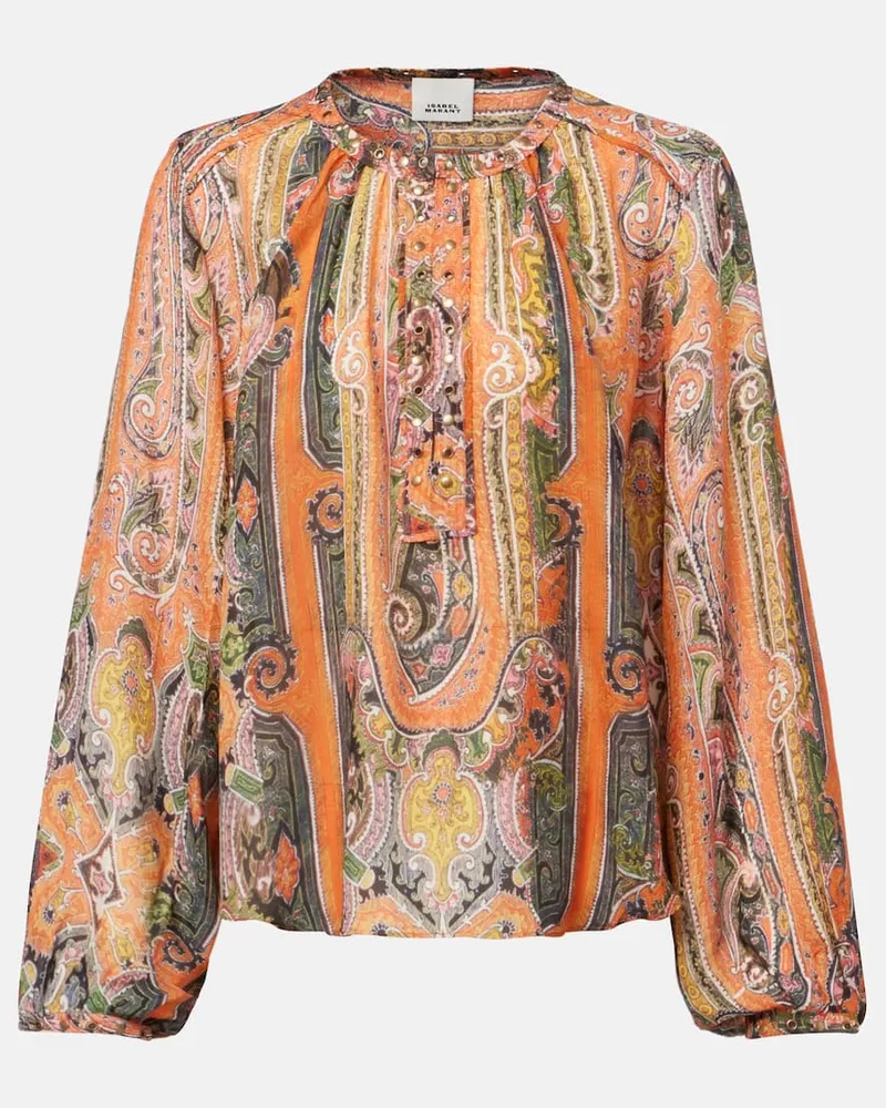Isabel Marant Bedrucktes Top May aus Seide Orange