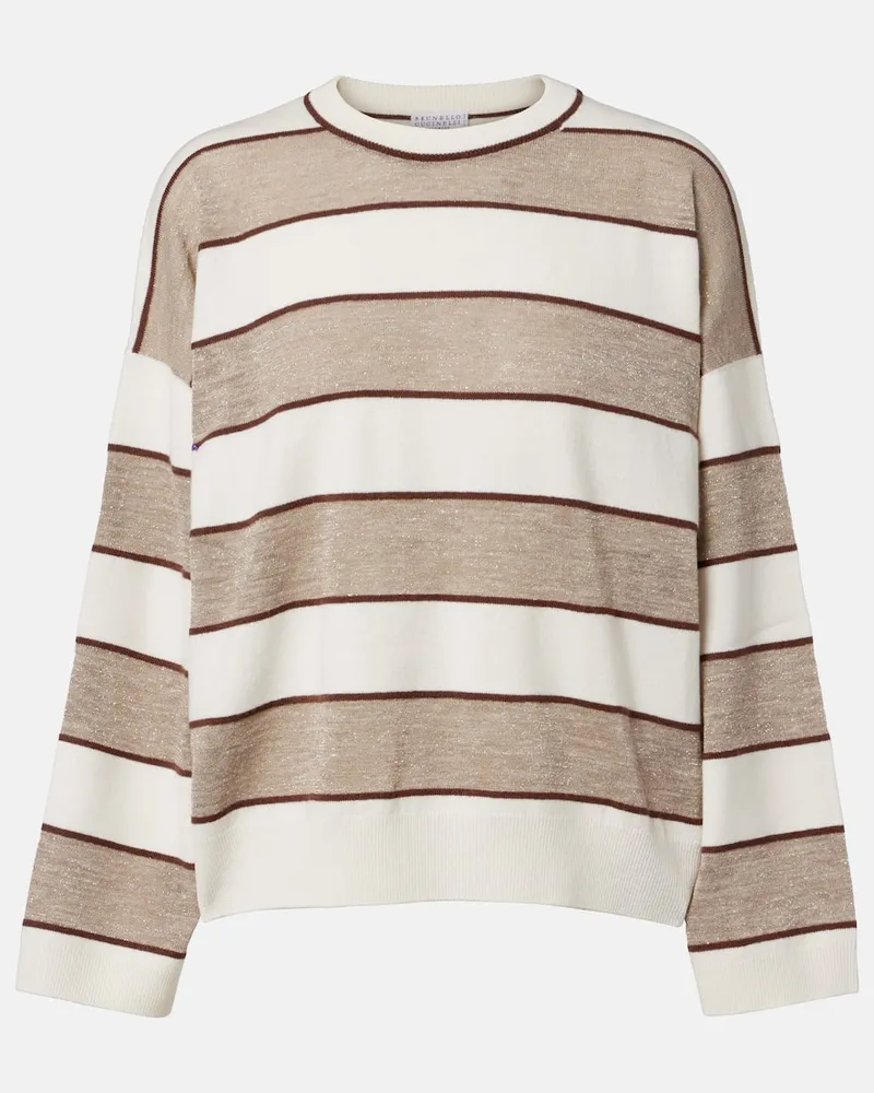 Brunello Cucinelli Pullover aus Wolle, Kaschmir und Seide Beige
