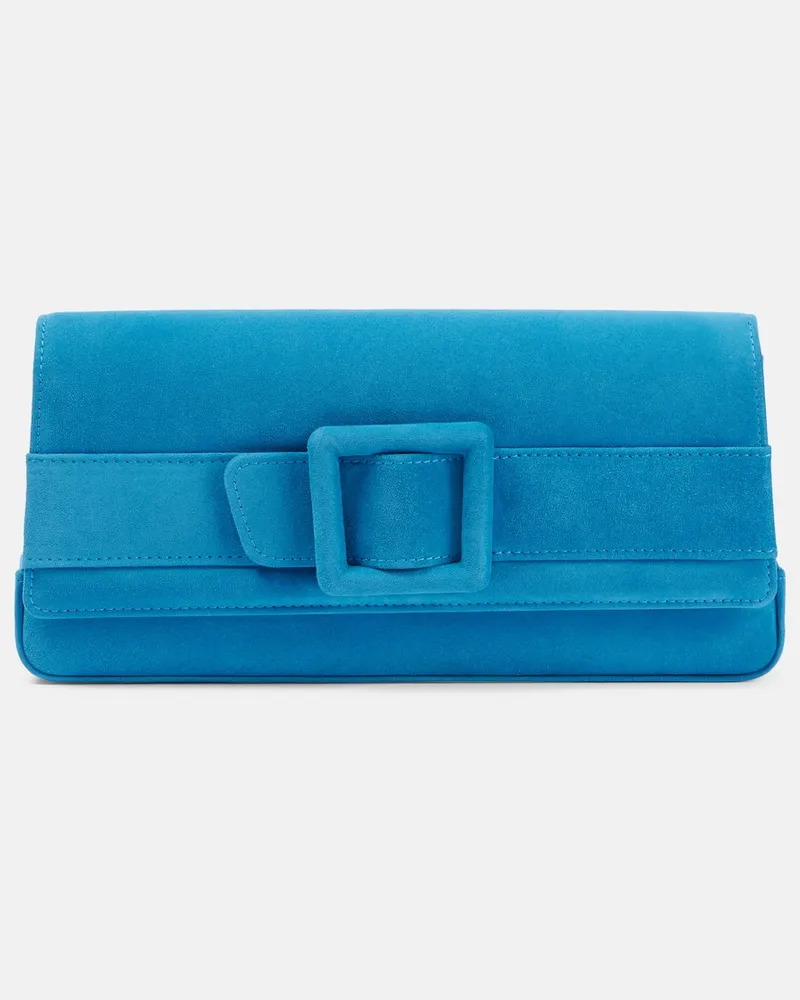 Manolo Blahnik Clutch Maygot aus Veloursleder Blau