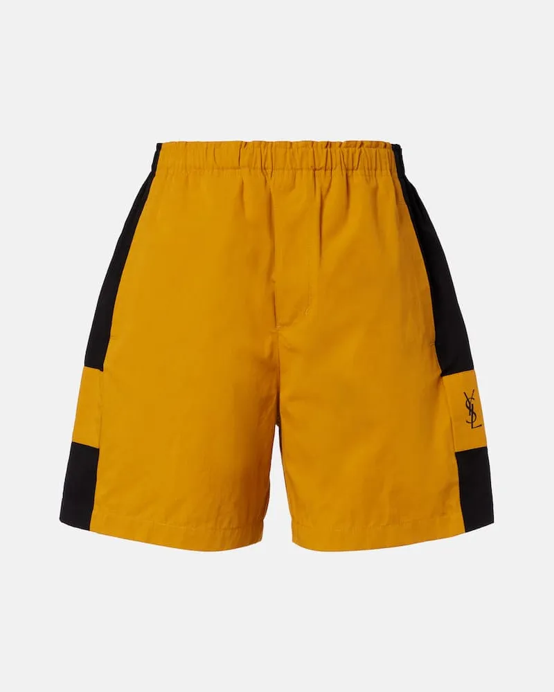 Saint Laurent Bermuda-Shorts Cassandre aus Baumwolle Gelb