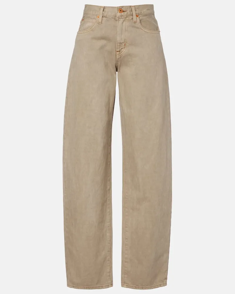 SLVRLAKE High-Rise Wide-Leg Jeans Tess Beige
