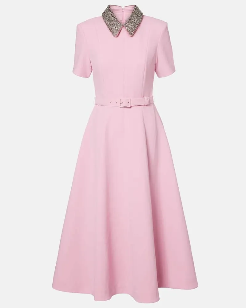 Rebecca Vallance Midikleid Xena aus Crêpe mit Kristallen Pink