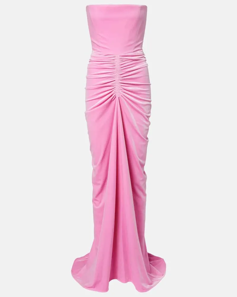 Alex Perry Bustier-Robe aus Samt Rosa