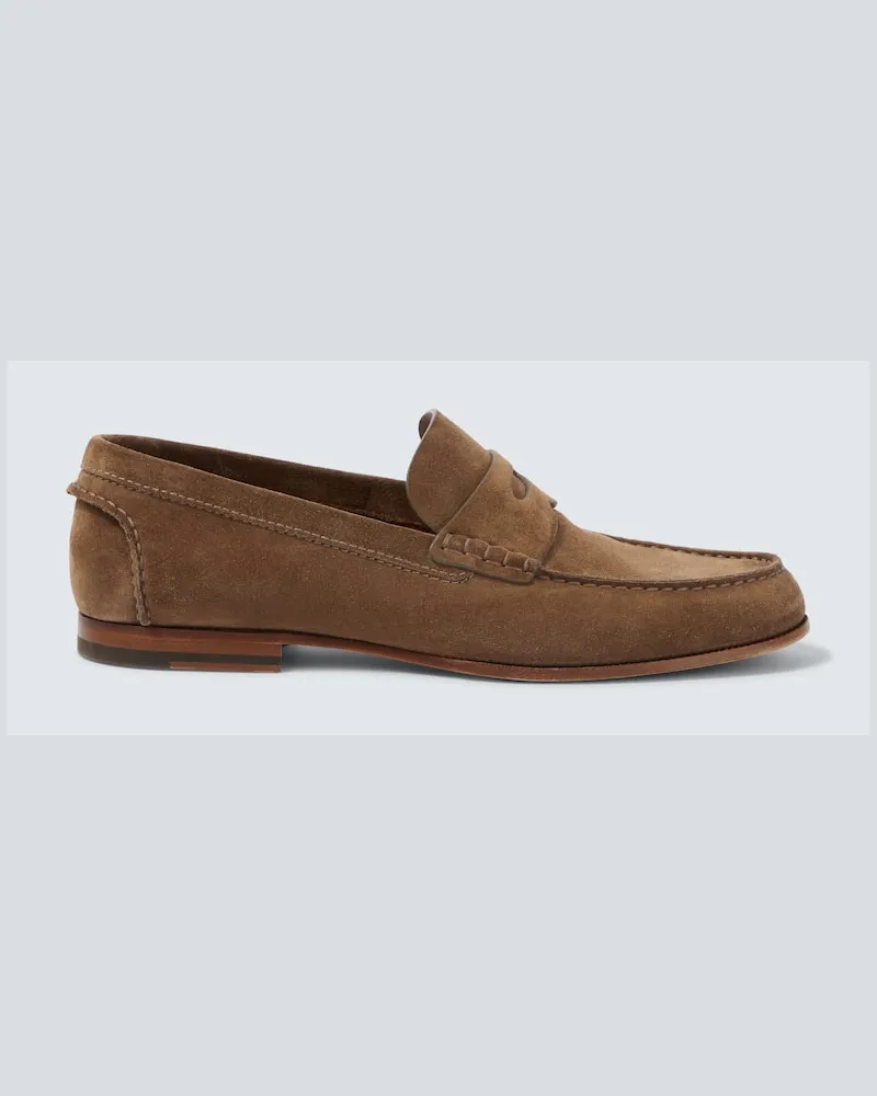 Dunhill Loafers Heddon Flex aus Veloursleder Braun