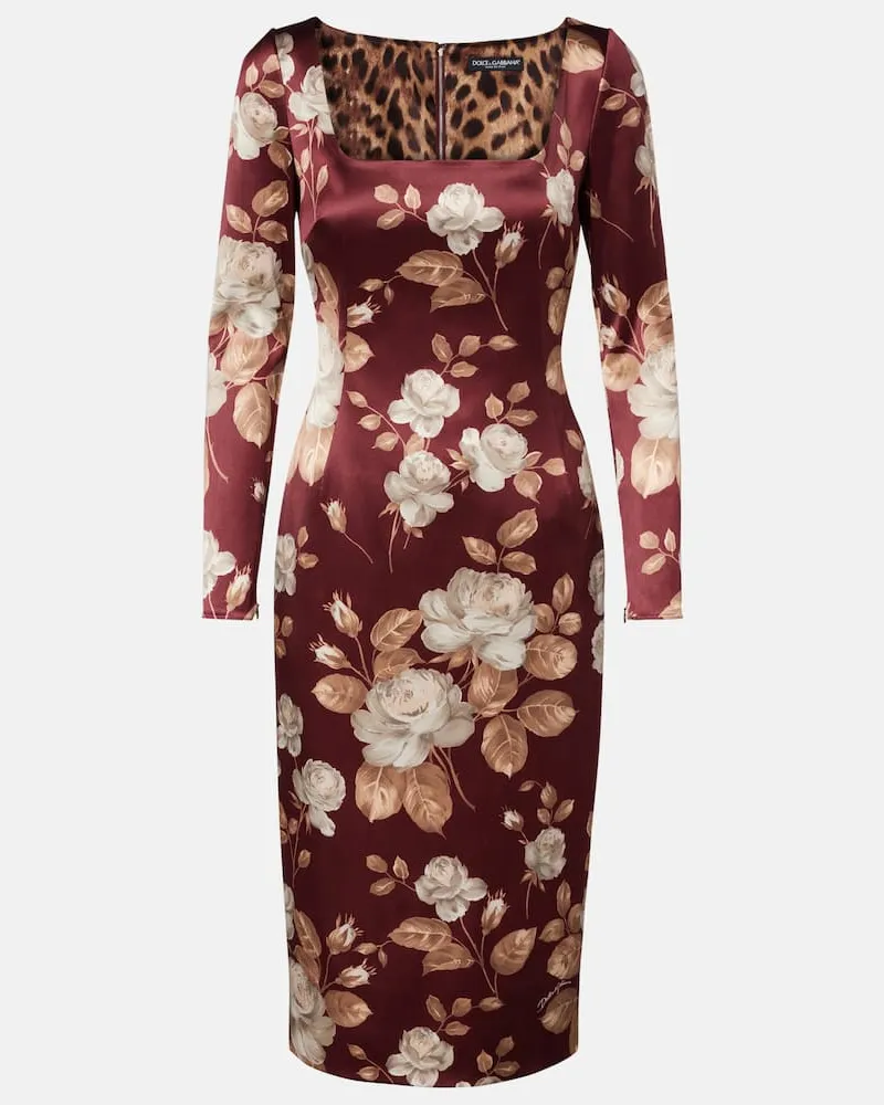 Dolce & Gabbana Midikleid aus Satin Burgund
