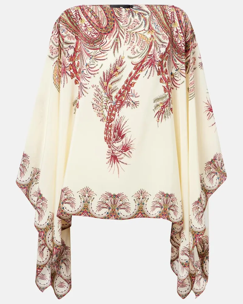 Etro Bedruckter Poncho aus Crêpe de Chine aus Seide Multicolor