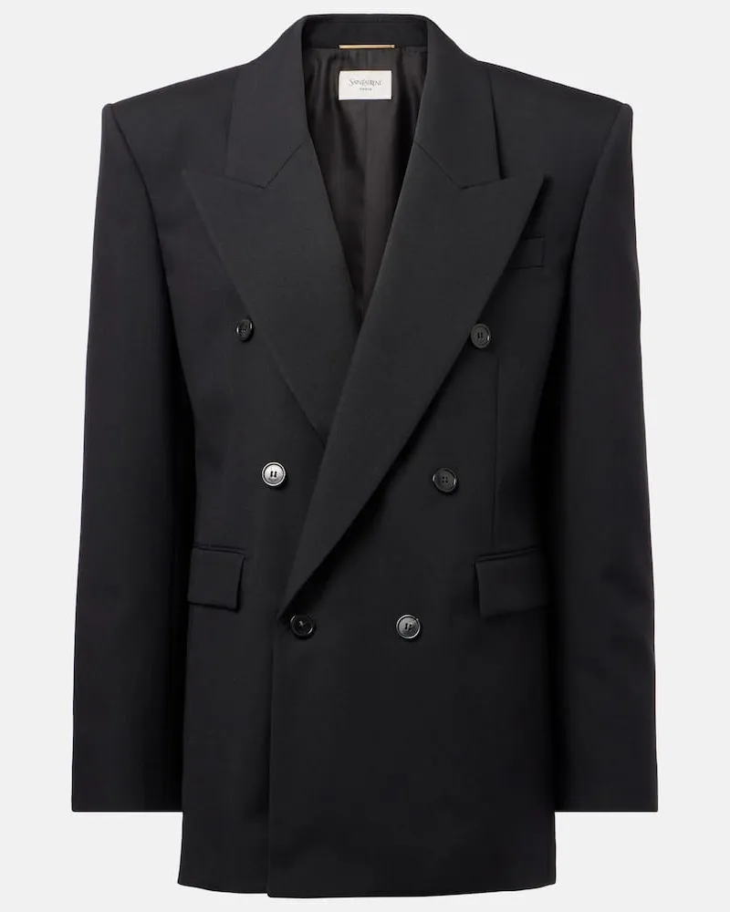 Saint Laurent Blazer aus Wolle und Canvas Schwarz