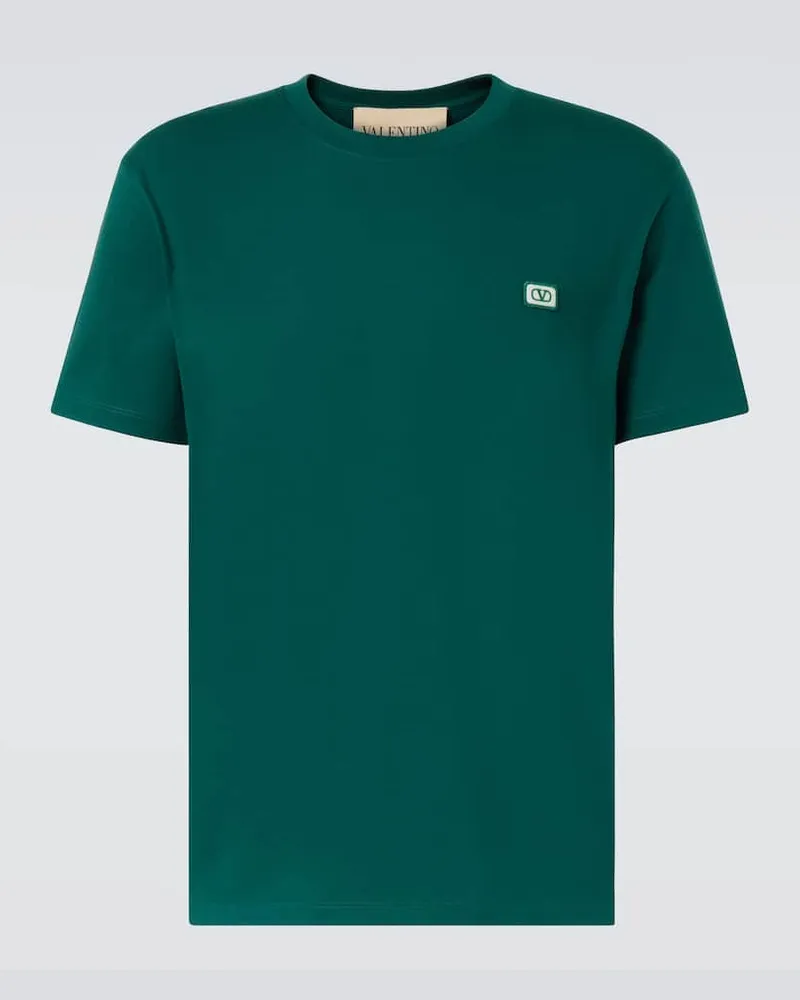 Valentino Garavani T-Shirt VLogo aus Baumwolle Grün