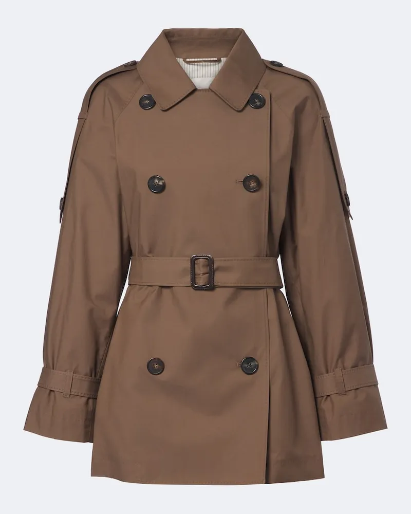 Max Mara Cropped Trenchcoat aus einem Baumwollgemisch Braun
