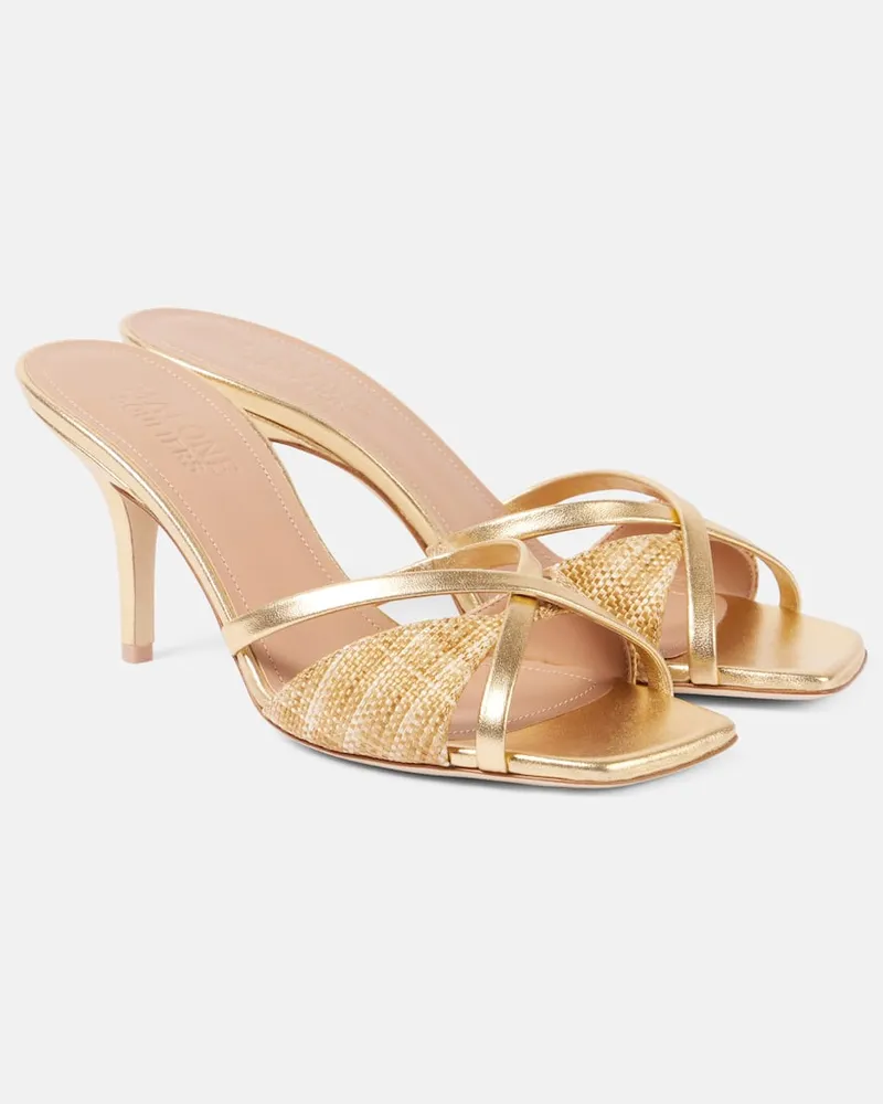 Malone Souliers Pantoletten Penn 70 mit Raffiabast Gelb