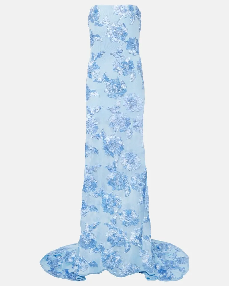 ROTATE Birger Christensen Robe Alberty aus Mesh Blau