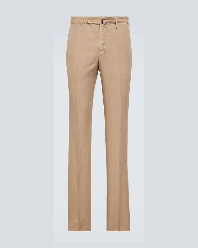Slowear Schmale Hose aus Leinen und Baumwolle Beige