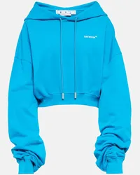 OFF-WHITE Cropped-Hoodie aus Baumwolle Blau